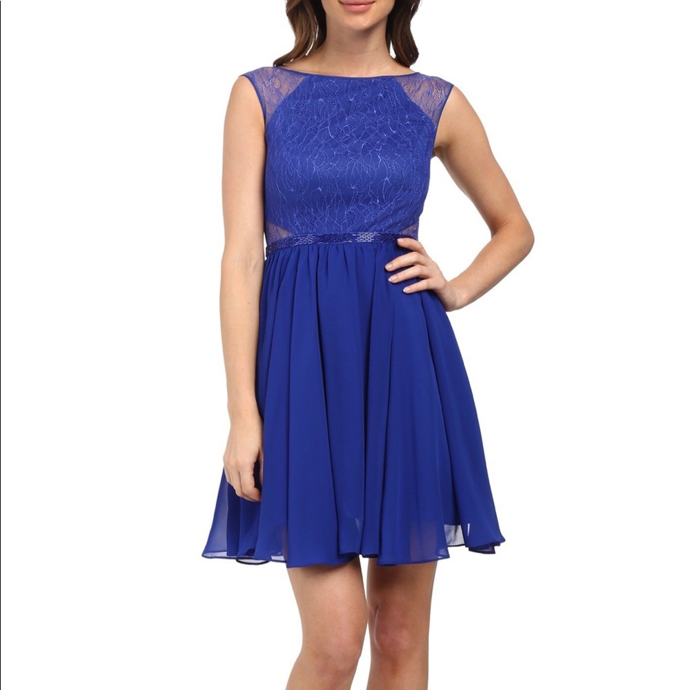 Aidan Mattox Lace Illusion Party Dress